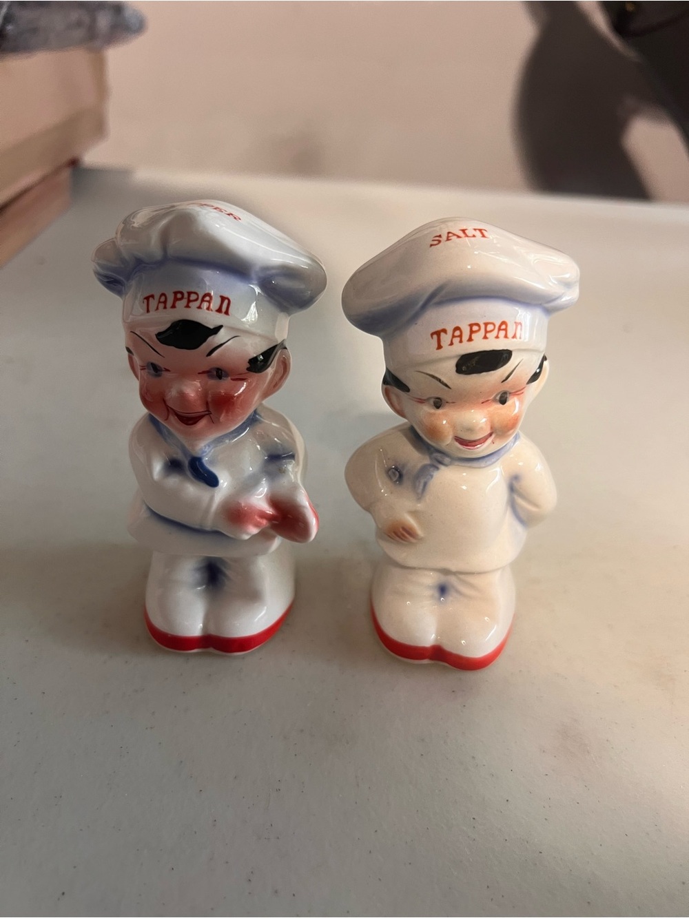 Tappan Chef Salt & Pepper Shakers - White with Red and Blue Accents